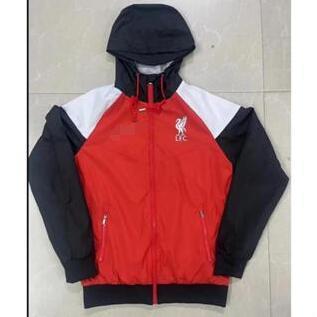  24-25 LFC màu đỏ Áo khoác gió nam áo khoác bóng đá tracksuit zip hoodie dài tay áo tập bóng đá mặc 