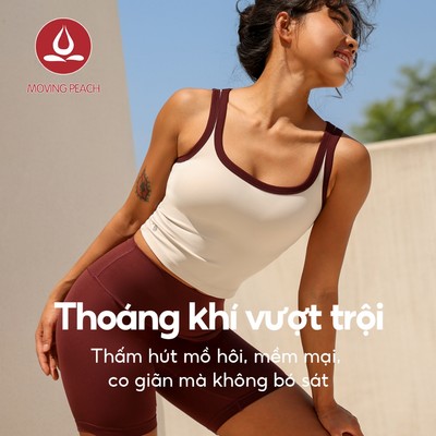 MOVING PEACH Nữ Thể Thao Tank Top Cổ Vuông Colorblock Crop Top Mềm Có Thể Tháo Rời Áo Ngực Ly Pilates Yoga Dance Mặc Hàng Ngày AVU