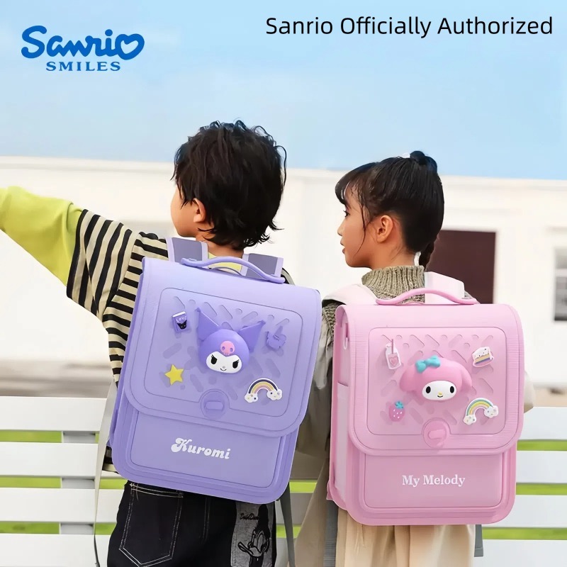 Balo chống gù lưng cho học sinh Sanrio mới Vải nhẹ và chống thấm nước Balo học sinh tiểu học lớp 1-4