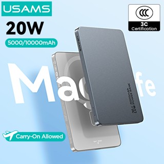 Usams Wireless Power bank 5000 / 10000mAh Sạc từ tính không dây Sạc nhanh USB-C Đầu vào / Ra cho iP16 15 14 13 12 Series