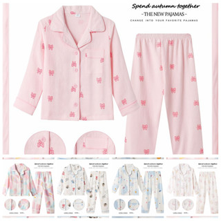 Bộ Đồ Ngủ Trẻ Em Bé Gái Dài Tay Mặc Ở Nhà Cotton Đồ Ngủ Trẻ Em Phong Cách Hàn Quốc Váy Ngủ Cho 5 - 6 Tuổi