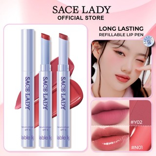  SACELADY Kem dưỡng môi có thể nạp lại chống chuyển  + Cốc chống dính có thể nạp lại Son Juicy Gloss 