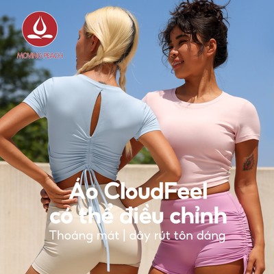 MOVING PEACH Áo thun thể thao nữ Slim Fit Yoga Top Thoáng khí Thiết kế lưng hở Crop Top Thoải mái Áo ngực cố định Cốc tập thể dục Pilates Khiêu vũ mặc hàng ngày BTS