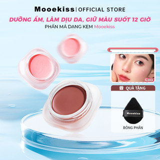 [MỚI] Phấn má dạng kem Mooekiss, hiệu ứng căng bóng tự nhiên, nâng tông, làm sáng và tạo khối, màu sắc tươi tắn phù hợp cho da vàng và da ngăm, thân thiện dễ dùng với người mới bắt đầu, chống nước, giữ màu suốt 12 giờ *5g