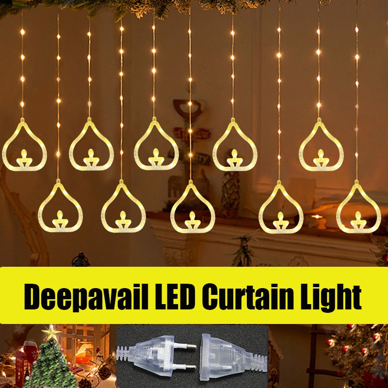 2025 Deepavali LED Rèm Đèn 8 Chế Độ Lampu Ngoài Trời Chống Thấm Nước Sân Vườn Icicle Ánh Sáng Phòng 