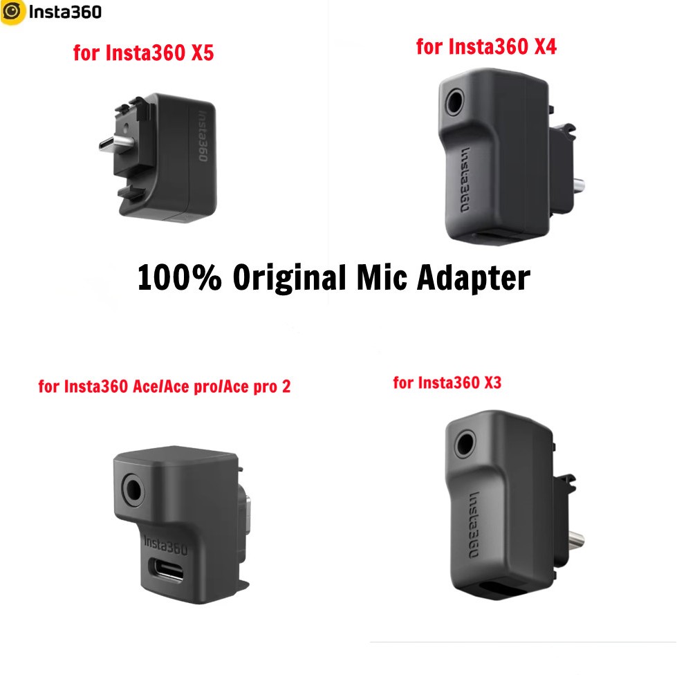 Bộ chuyển đổi Mic chính thức & Insta360 X5 / X4 / X3 / ACE PRO 2, cổng âm thanh 3,5 mm và cổng USB-C