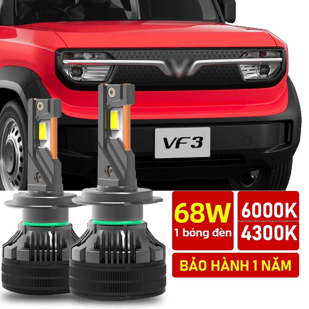 Tuffoo 2 Bóng đèn pha / cos  LED VF3 H7 Chùm Thấp Cao - Trắng 6000K / Trắng ấm 4300K 68W 28000LM