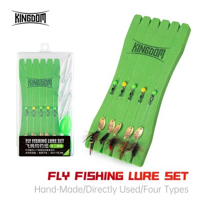 Bộ Mồi Câu Cá Kingdom Fly Mồi Câu Cá 5 Cái / hộp Kim Sa Lấp Lánh Xoay 360°Xoay Dây Carbon Trong Suốt Bionics Thiết Kế Lớp Phủ Thực Côn Trùng Xuất Hiện Mục Tiêu Cho Cá Dòng Nhỏ