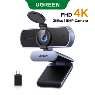 Webcam UGREEN 4K cho PC Ultra HD 1080P 30FPS Web Camera có micrô, Vỏ bảo mật, 70° Fov, PDAF Tự động lấy nét, Bộ chuyển đổi USB A và USB C, Plug & Play, để phát trực tuyến, hội nghị,