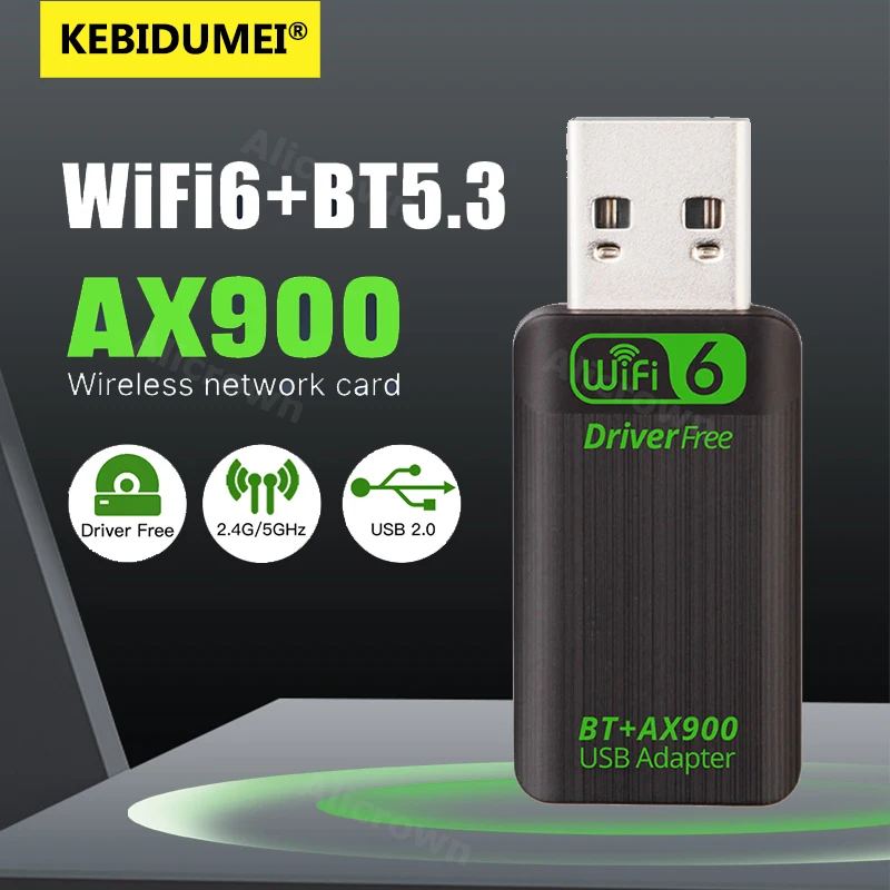AX900 WiFi6 Bộ chuyển đổi USB Bluetooth 5.4 Băng tần kép 2.4G & 5GHz 2 in1 Dongle USB Bộ thu thẻ mạn