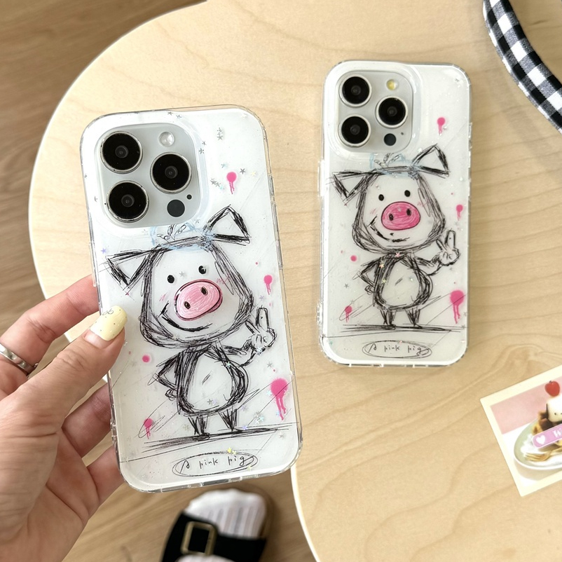 Dành cho iphone case 16 Pro Max 15 Pro Max 14 Pro Max Ốp điện thoại Biye Pig hai mặt