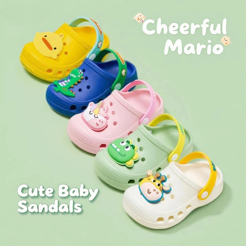Cheerful Mario dép cross cho bé siêu nhẹ hoạt hình tập đi giày sục mềm toddler thoáng khí chống trượt Độ bám mạnh