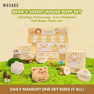  WOSADO Bear Puff 2   6 Bộ Khô Ướt Có Thể Sử Dụng Trang Điểm Hiệu Quả Cao 