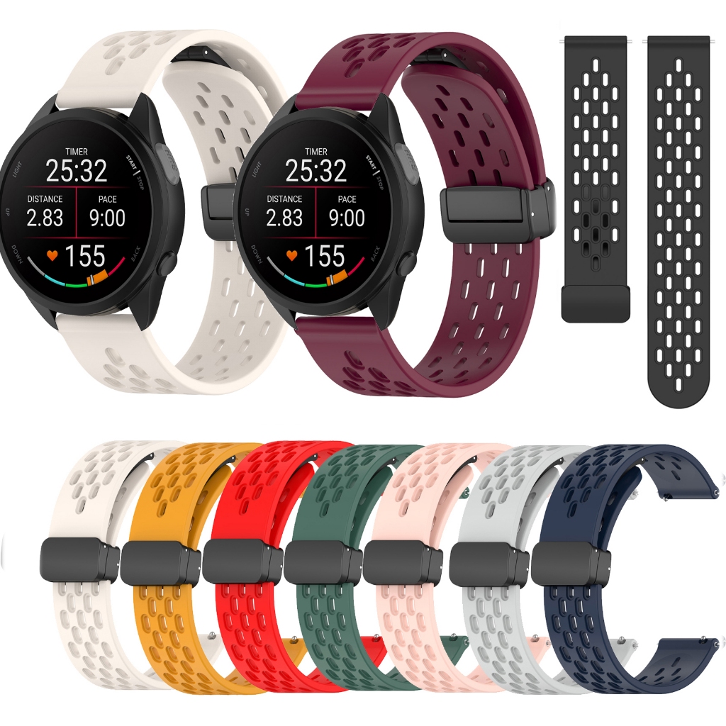 18mm 20mm 22mm Dây đeo khóa từ tính bằng silicon cho Garmin Forerunner 265 255 245 255S 265S 245M 645 645M 55 158 165 Âm nhạc 970 570 42mm 47mm Dây đeo đồng hồ mềm Vòng đeo tay thể thao