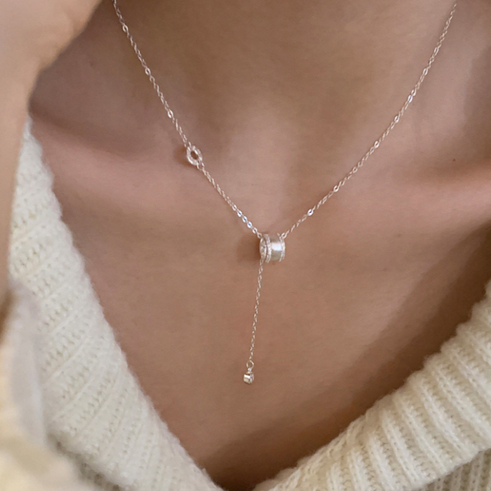 Vòng cổ mặt dây chuyền chải bạc Sterling s925 Vòng cổ bạc cao cấp Vòng cổ cô gái