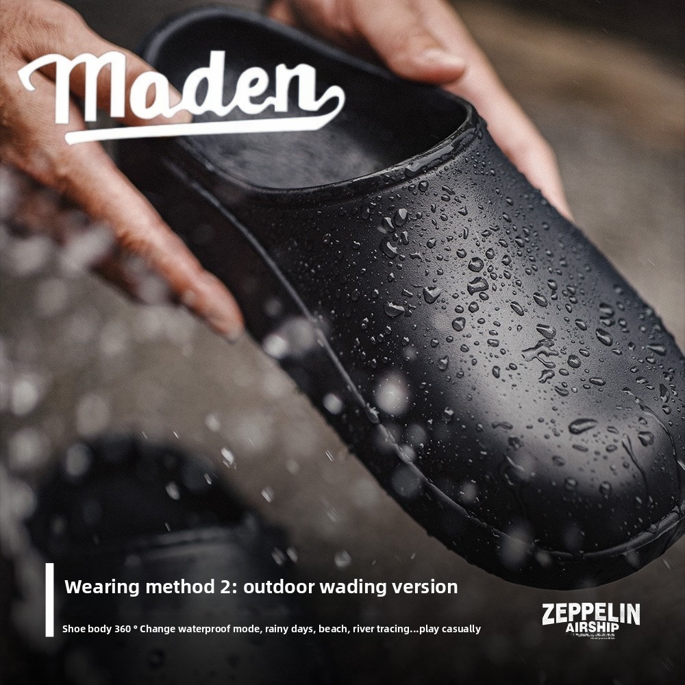 MADEN Thương Hiệu Hang Giày Nam Mùa Hè 2025 Mới Đế Dày Đầu Bếp Giày Nửa Ngón Chân Dép Đi Biển Ngoài 