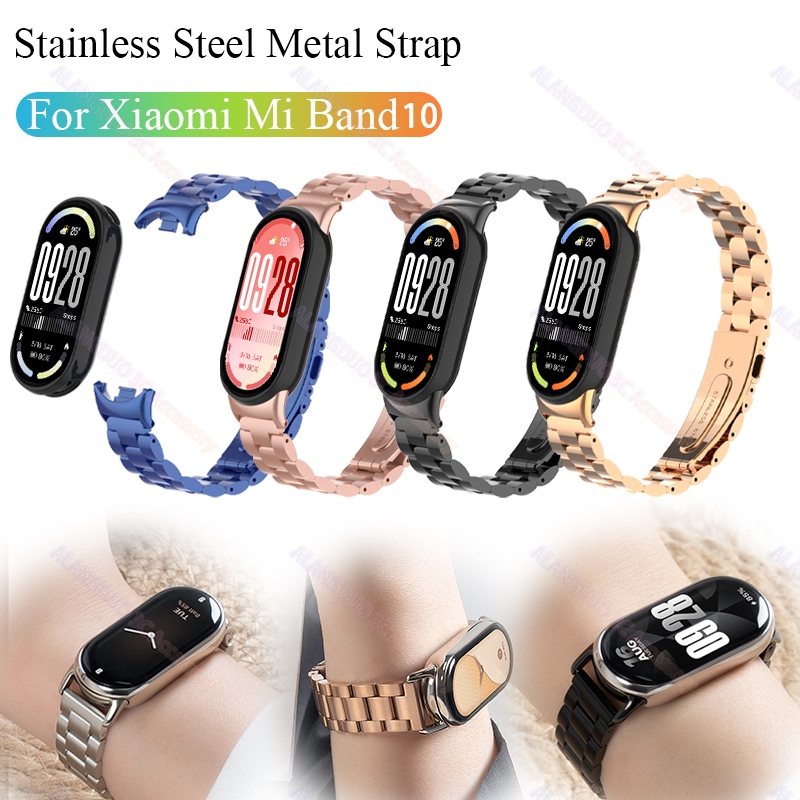 Dây Đeo Kim Loại Cho Xiaomi Mi Band 10 9 8 Thép Không Gỉ Dây Đồng Hồ Correa Mi band10 band9 Vòng Tay