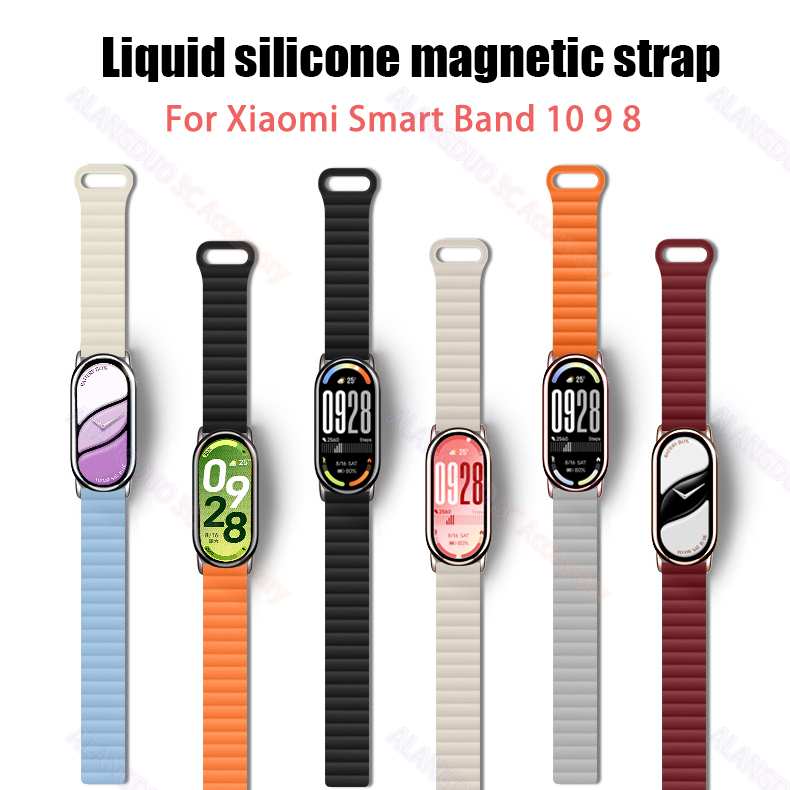 Dây Đeo Đồng Hồ Silicon Từ Tính Cho Xiaomi Mi band 10 9 8 Dây Đeo Thay Thế Thể Thao Cổ Tay Cho Mi band10 band9 Correa Vòng Tay Dây Đeo Đôi Màu