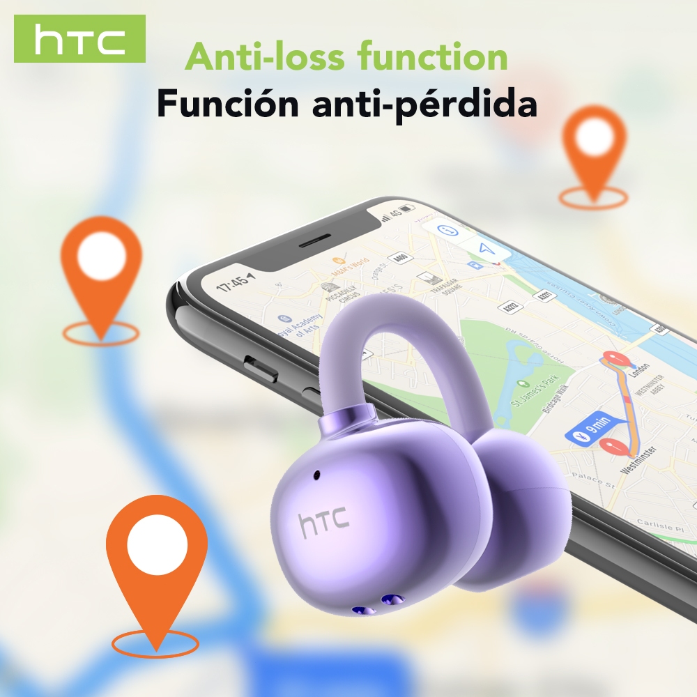 HTC NE54 AI Tai nghe phiên dịch AI Tai nghe kẹp tai Bluetooth 6.0 Biểu đạt trực quan Màn hình cảm ứng đa chức năng Thời lượng pin dài Chống nước IPX4 Tương thích với Android/iOS | BigBuy360 - bigbuy360.vn