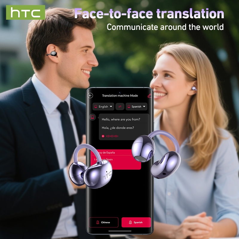 HTC NE32 Tai nghe dịch thuật AI Tai nghe Bluetooth 6.0 Dịch thuật AI Màn hình LED thông minh Chất lượng âm thanh HiFi Công nghệ giảm tiếng ồn | BigBuy360 - bigbuy360.vn