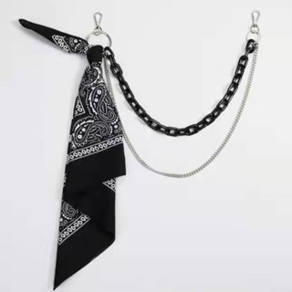 Cao Đường Phố Quần Dây Xích Phụ Kiện ins Hip Hop Mặt Dây Chuyền Acrylic Nhựa Quần Dây Xích Vuông Khăn Nam Nữ Huỳnh Quang Treo Dây Xích Thắt Lưng