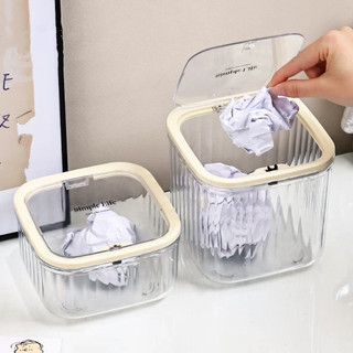  Press Cover Để Bàn Thùng Rác Trong Suốt Thùng Đựng Rác Có Thể Trà Bàn Phòng Ngủ Đầu Giường Mini Lưu Trữ Giỏ Giấy Đa Năng Bàn Top Thùng Chứa 