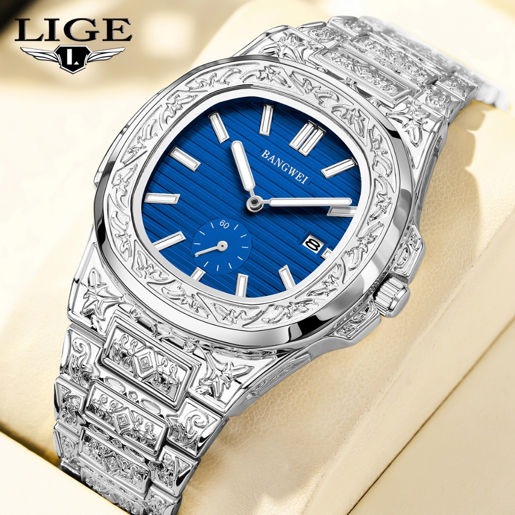 Đồng hồ nam LIGE Original Analog Đồng hồ thể thao chống nước Đồng hồ đeo tay thạch anh