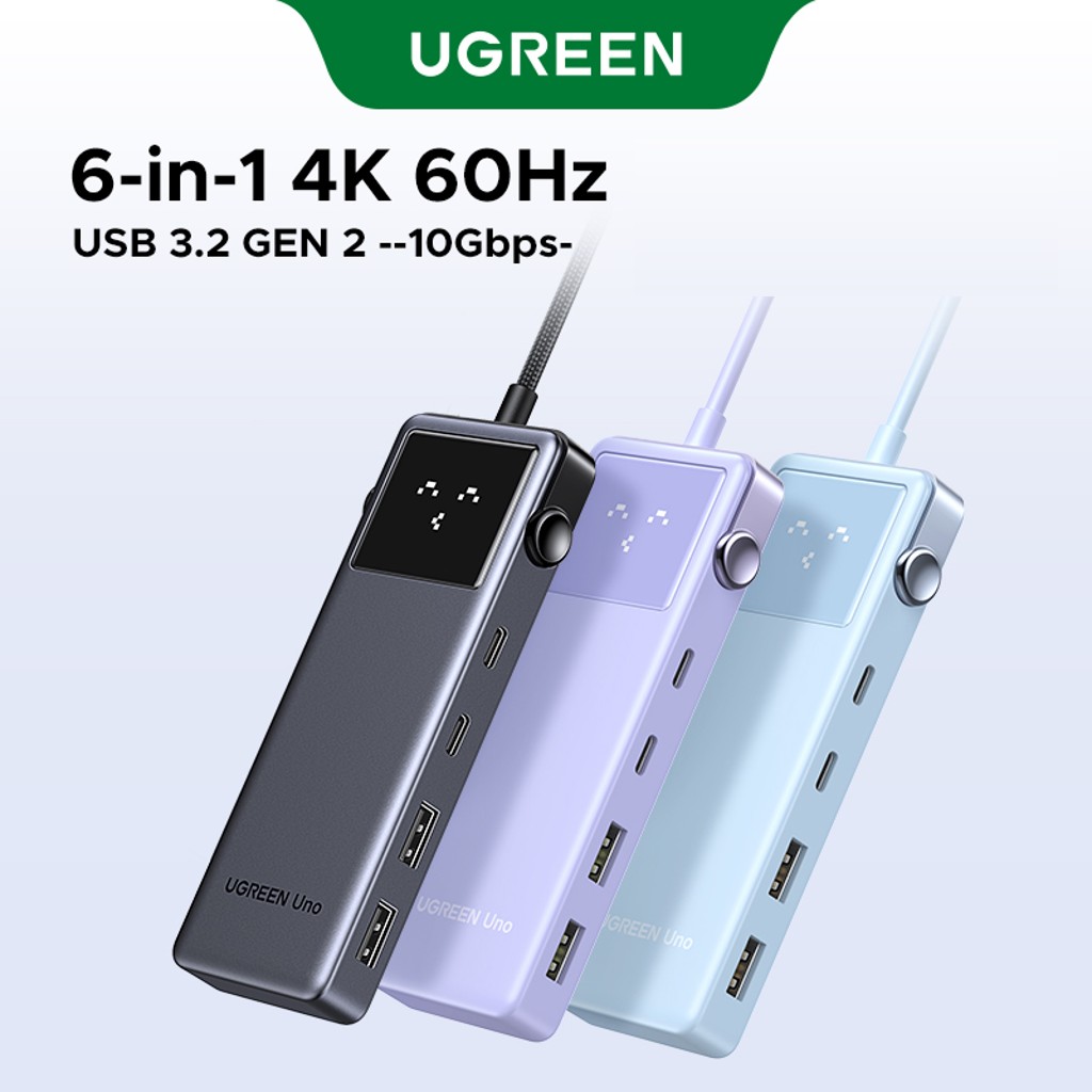 Hub chuyển đổi Type C Ugreen 6 in 1 35998 | Thiết kế Groovy Robot | Truyền tải nhanh chóng | Bảo Hành 18 Tháng