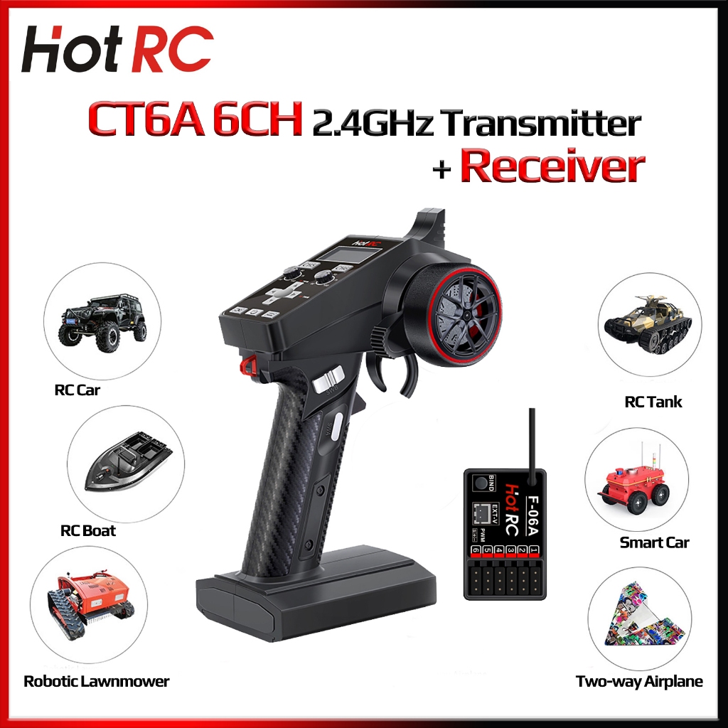HotRC CT-6A 6CH 2.4G Bộ Điều Khiển Từ Xa Bộ Phát Với F-06A Hệ Thống Vô Tuyến 4-9V Cho Xe RC Thuyền X