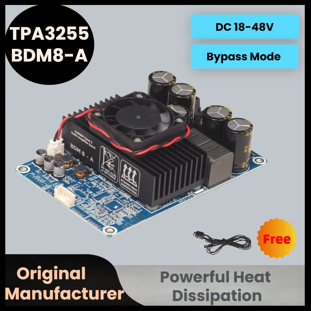 BDM8-A TPA3255 2x300W HIFI Digital Power Class D Amplifier Board Công suất cao Âm thanh nổi 2.0 kênh