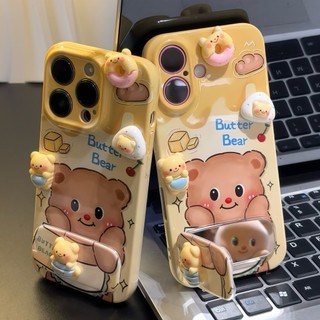  Phong Cách Mới 11 Cảm Giác Cao Cấp 12 Gấu Bơ xr Búp Bê Ba Chiều 13 Gương Giá Đỡ 14 Thích Hợp Cho Apple 16promax Vỏ Điện Thoại x Phim Hoạt Hình Dễ Thương iPhone15 Vỏ Bảo Vệ Chống Sốc 