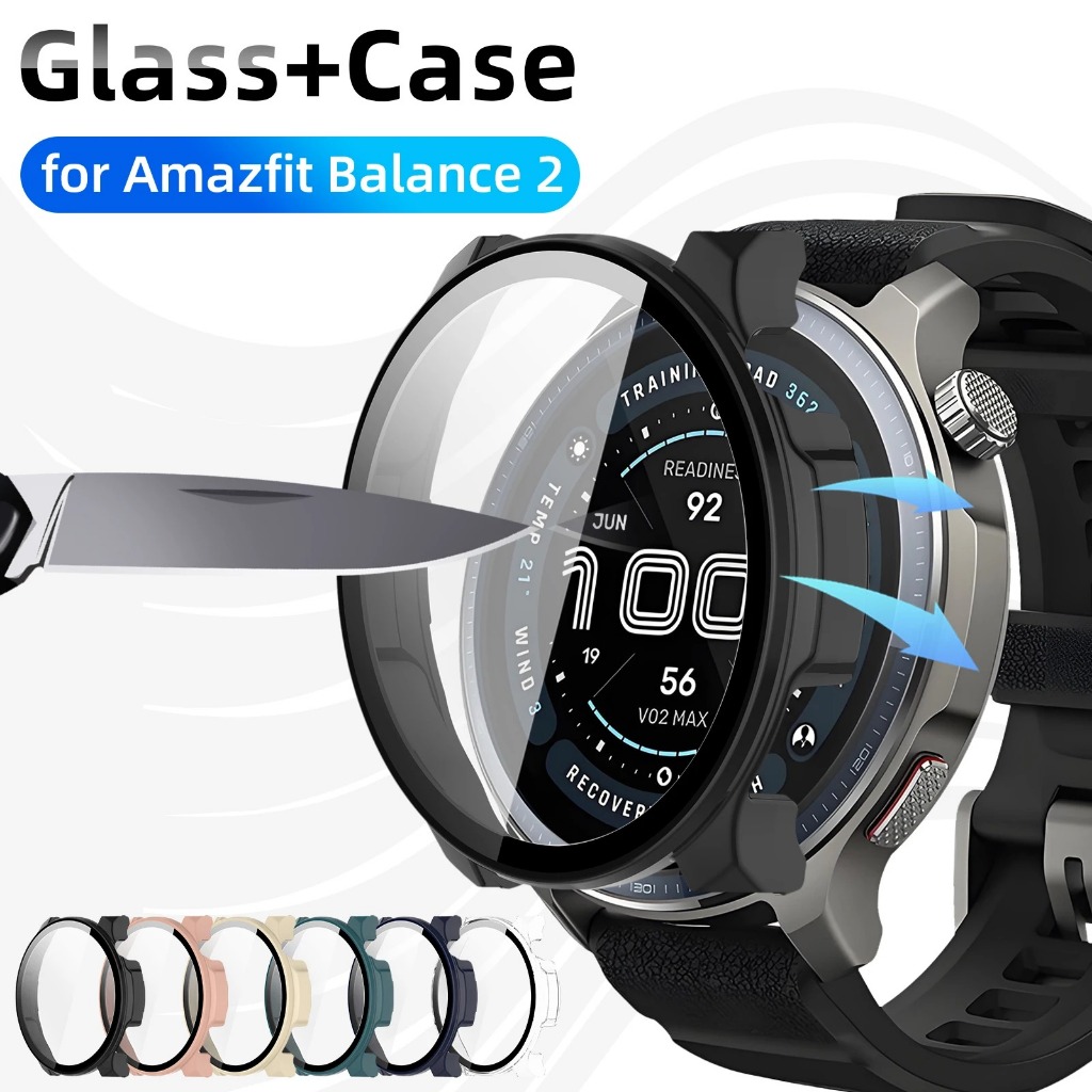 Kính + Ốp Lưng Cho Amazfit Balance 2 Kính Cường Lực Bảo Vệ Màn Hình & PC Cứng Bảo Vệ Cản Cho Amazfit