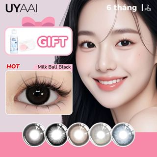 【 Mua 1 được 3  Kính áp tròng UYAAI 0.00--4.00 Độ lens mắt 14,2/14,5mm;1 Lens + 60ml Nước Ngâm Len +1 Hộp đựng Lens