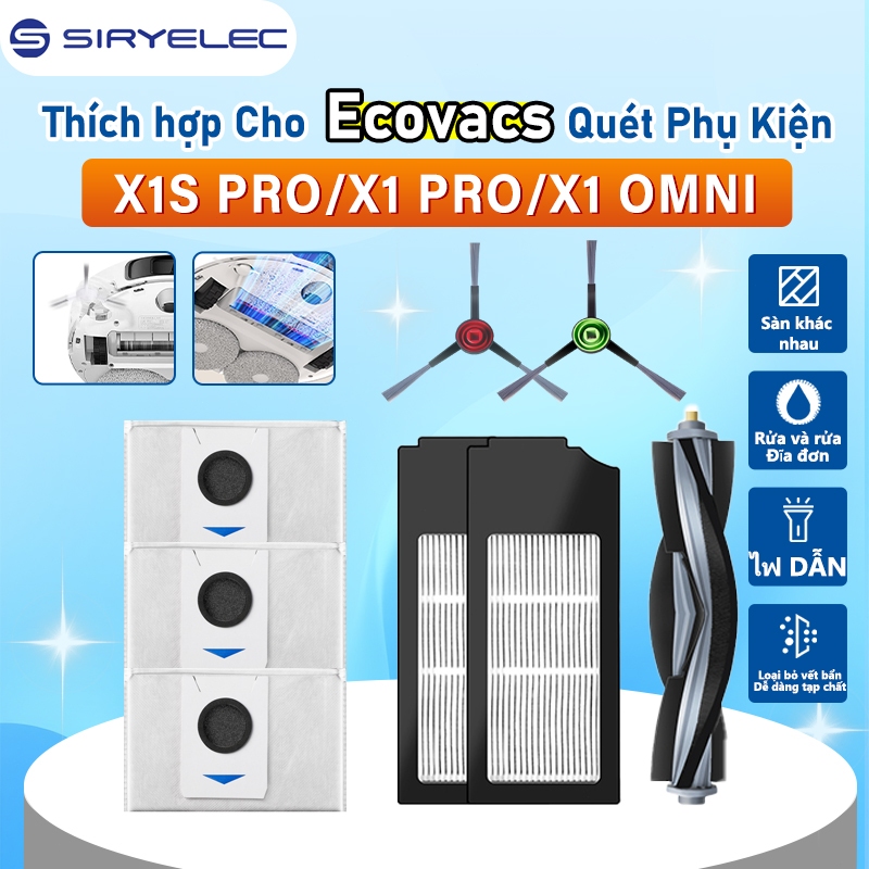 Các Bộ Phận Thay Thế Cho Ecovacs X1S PRO / X1 PRO / X1 OMNI Robot Hút Bụi Con Lăn Bên Bàn Chải Lọc H