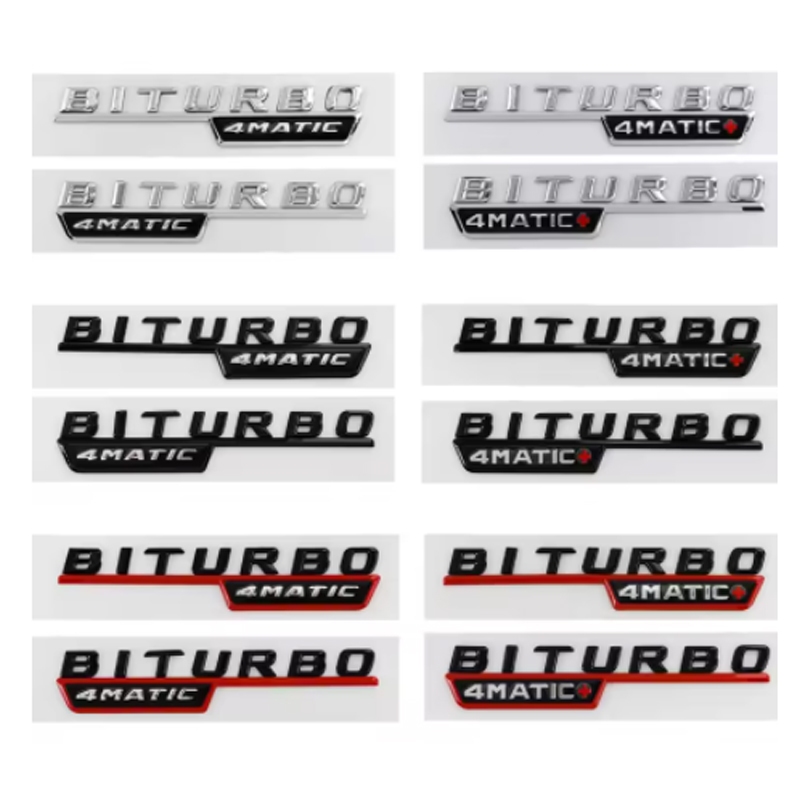 2 Chiếc Xe Chữ Fender Viền Huy Hiệu BITURBO 4MATIC Plus Biểu Tượng Miếng Dán Cho Xe Mercedes AMG C43