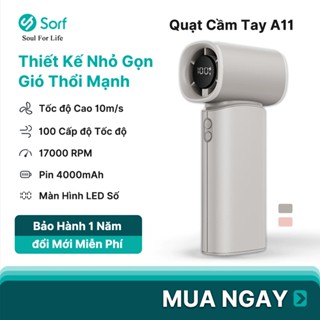 Quạt Cầm Tay Mini Sạc điện Sorf A11 199 Gió điện Pin 4000mah Gió Mạnh Im Lặng Quạt Nhỏ LED 10m/s