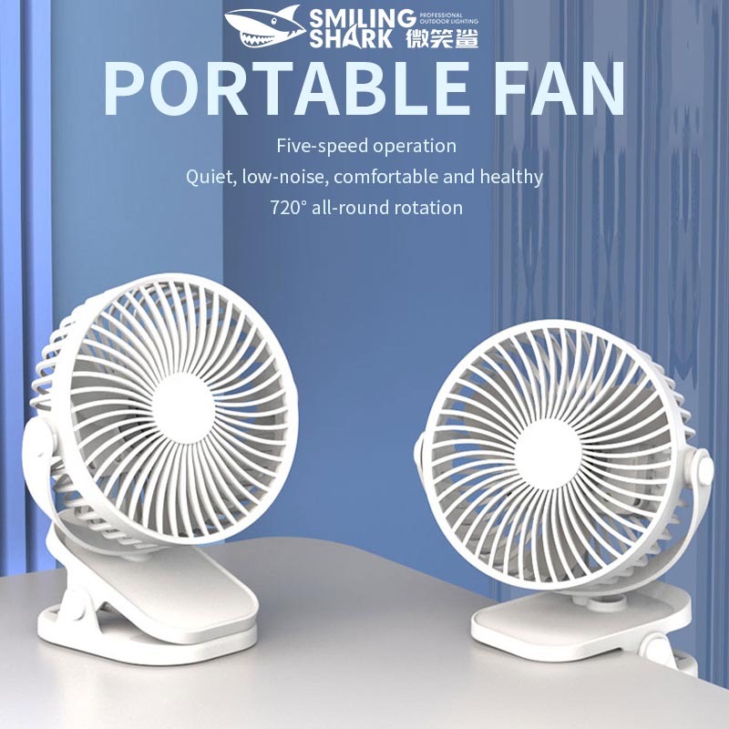 SmilingShark FS135 Quạt mini Xoay vòng 720 ° Năng lượng gió 5 tốc độ im lặng Clip & Stand Type-C có 