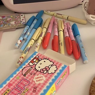 OHAYA | 12 Cái / hộp hello kitty 0.5 Mm Bút Nước Chữ Ký Viết Màu Đen