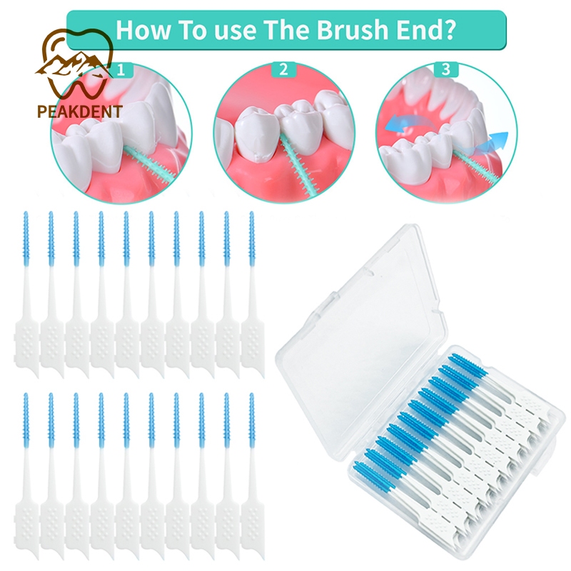 Bàn chải kẽ răng bằng silicon nha khoa Bàn chải đánh răng di động Bàn chải kẽ răng nha khoa 40 cái /