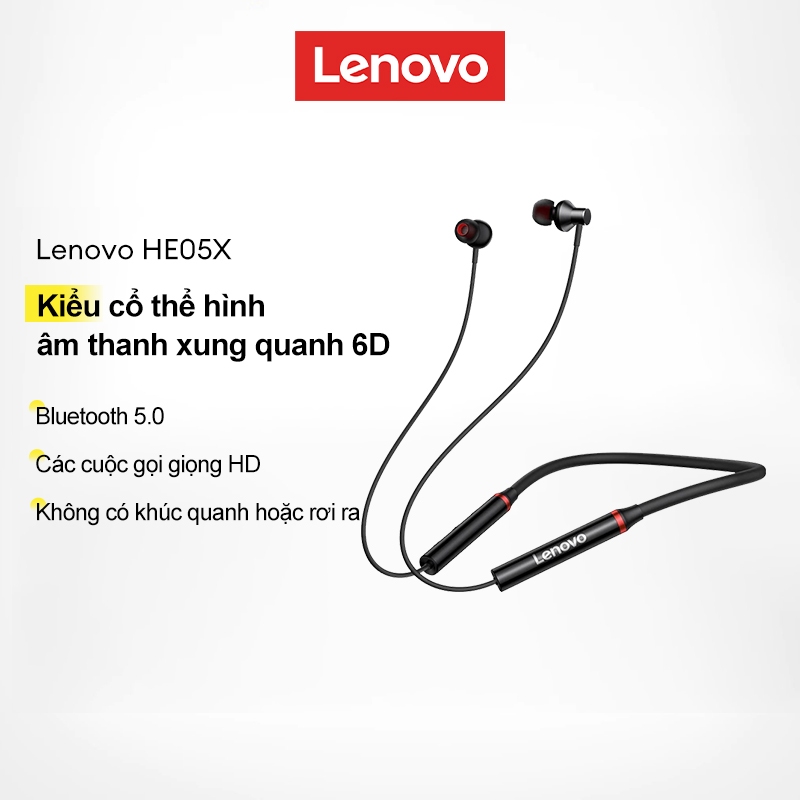 Tai Nghe Bluetooth Lenovo HE05X Ⅱ không dây  Chống nước HIFI Stereo Từ dây đeo cổ thể thao IPX5 Tuổi thọ pin dài có micrô | BigBuy360 - bigbuy360.vn