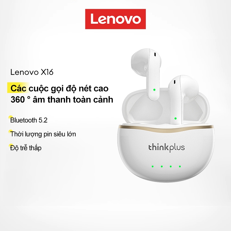 Tai nghe Bluetooth Lenovo X16 và Tai nghe không dây có Bluetooth 5.2 và HiFi Surround Bass plus Thiế
