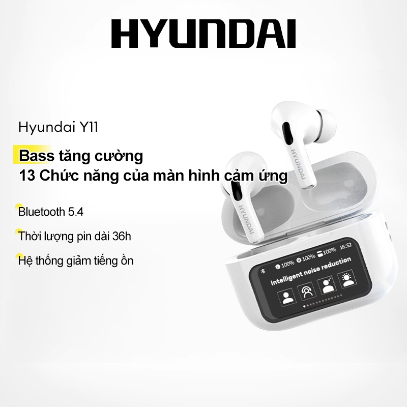 Tai nghe Bluetooth Hyundai HY-Y11  không dây  âm thanh nổi HIFI giảm tiếng ồn cảm ứng thông minh 5.4 | BigBuy360 - bigbuy360.vn