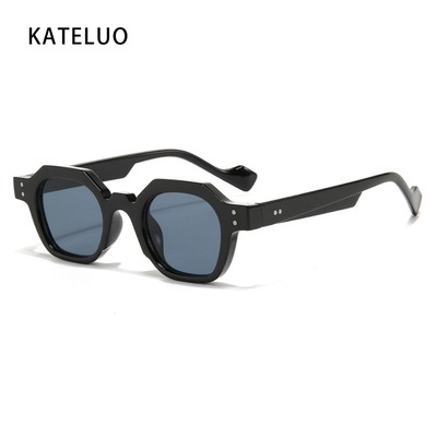 Kính râm đa giác KATLUO Retro - Xu hướng thời trang Street Snap Khung nhỏ Trang trí đinh tán SZ2002