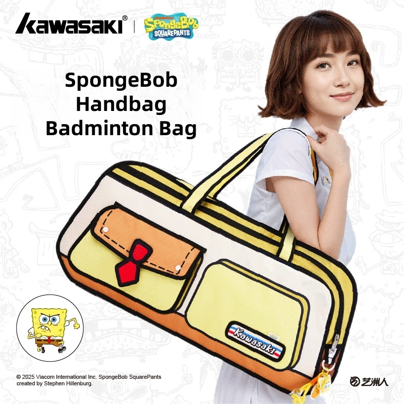 Túi xách cầu lông thương hiệu Kawasaki SpongeBob Co Dung tích lớn Đa chức năng K3G08-C8263 & K3G07-C