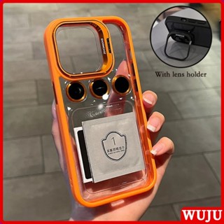 WUJU Sang Trọng Trong Suốt Có Bảo Vệ Ống Kính Máy Ảnh Ốp Lưng Giá Đỡ Vòng Kim Loại Tương Thích Cho iPhone 11 12 13 14 15 16 Pro Max Plus Ốp lưng Trong Suốt Chống Sốc