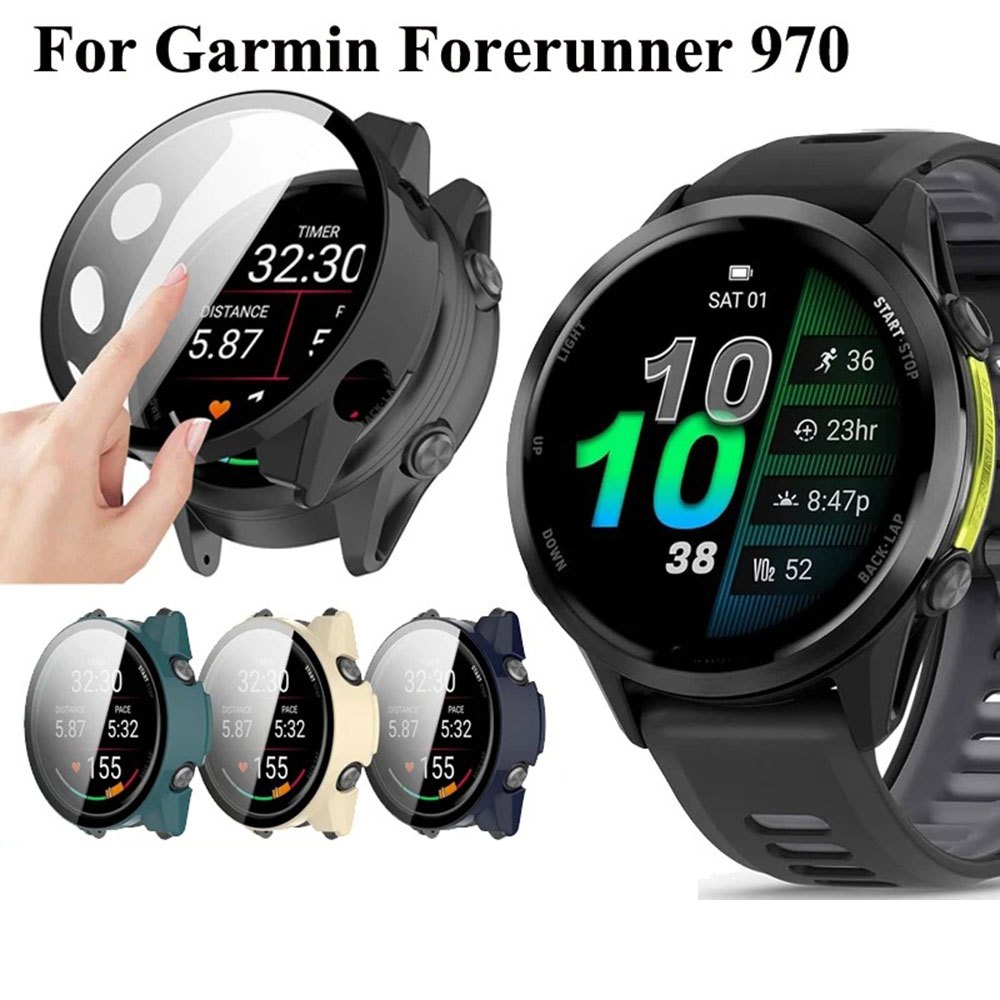 Kính cường lực + Vỏ bảo vệ màn hình cho Garmin Forerunner 970 Ốp lưng bảo vệ PC chống trầy xước cho 