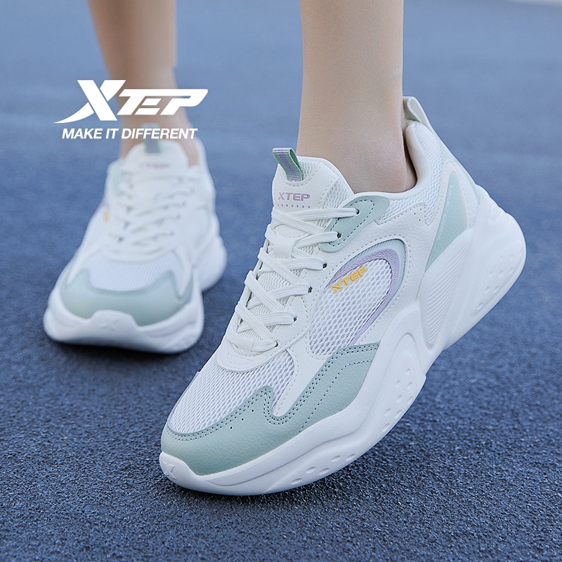 XTEP Nữ Giày Lưới Đế Mềm Đế Dày Tăng Cường Chiều Cao Bố Giày Sneaker