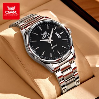 OPK Đồng hồ nam chính hãng chống nước dây thép không gỉ chức năng lịch dạ quang thời trang 6010