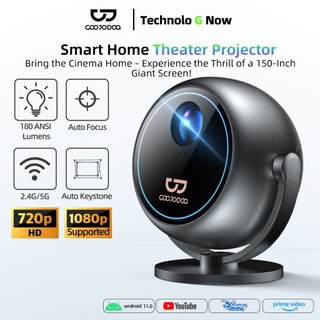  GOOJODOQ Máy chiếu Mini cầm tay bán cầu  Full1080P 180ANSI 360° Phiên bản Pad hỗ trợ Bluetooth 5.0 xoay miễn phí của Netflix Electric Focus 