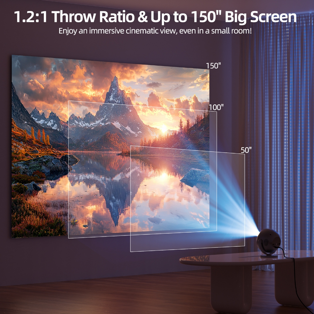 GOOJODOQ Máy chiếu Mini cầm tay bán cầu  Full1080P 180ANSI 360° Phiên bản Pad hỗ trợ Bluetooth 5.0 xoay miễn phí của Netflix Electric Focus | BigBuy360 - bigbuy360.vn